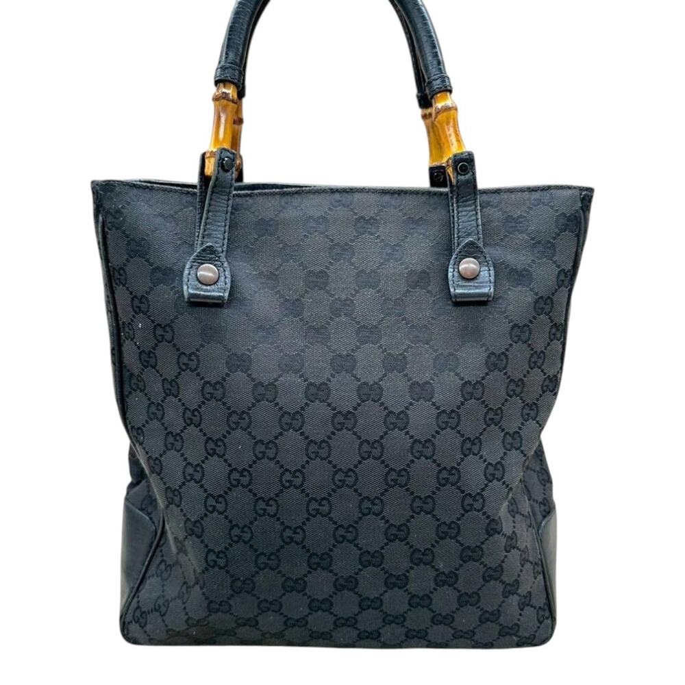 Gucci Vintage GG Canvas Bamboo Handle Tote – Black